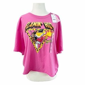 Cheetos Shirt Women's XL Pink Flamin Hot Logo Crop Top Graphic Tee Short Sleeve